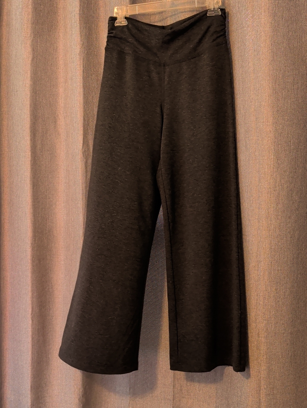 High-Rise Wide-Leg Black Knit Pants